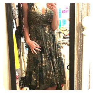 Green and Tan Plaid Dress